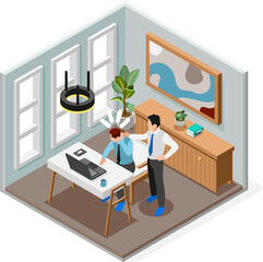 Sticker - Bad Boss Isometric And Isolated Composition