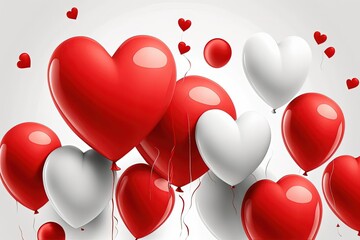 Sticker - Valentine's Day themed red balloons on a white backdrop. Generative AI