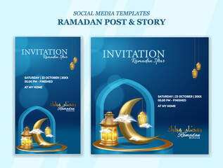 Wall Mural - Islamic invitation template for ramadan iftar