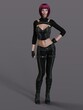 © Ralf Kraft - 3D-illustration of an female rogutlike ninja fighter fighter in a nanosuit with guns