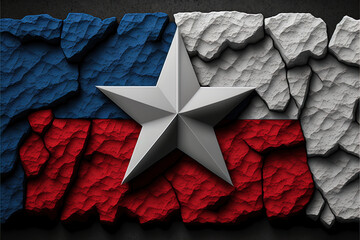 Texas Flag Color Design with Rock Background - Texas Star Series Illustration