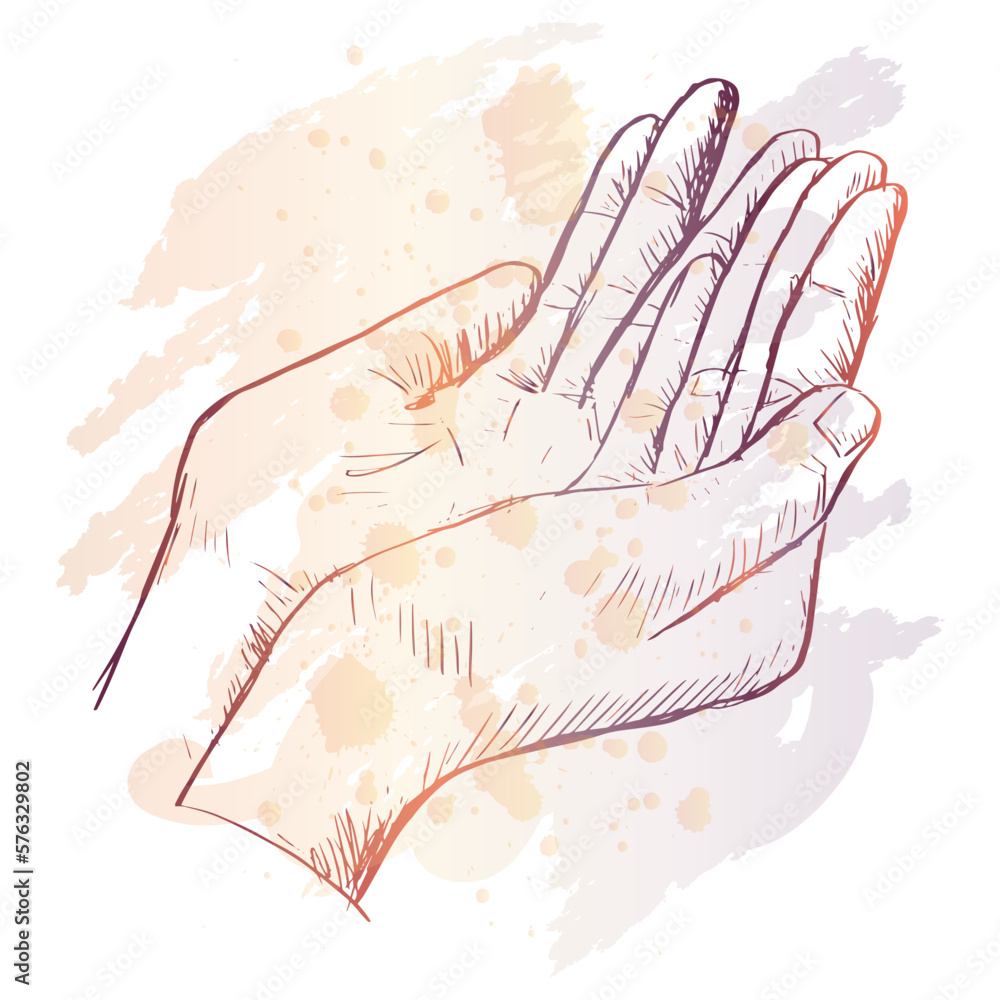 Sketch drawing Islamic praying hands Stock Vector | Adobe Stock