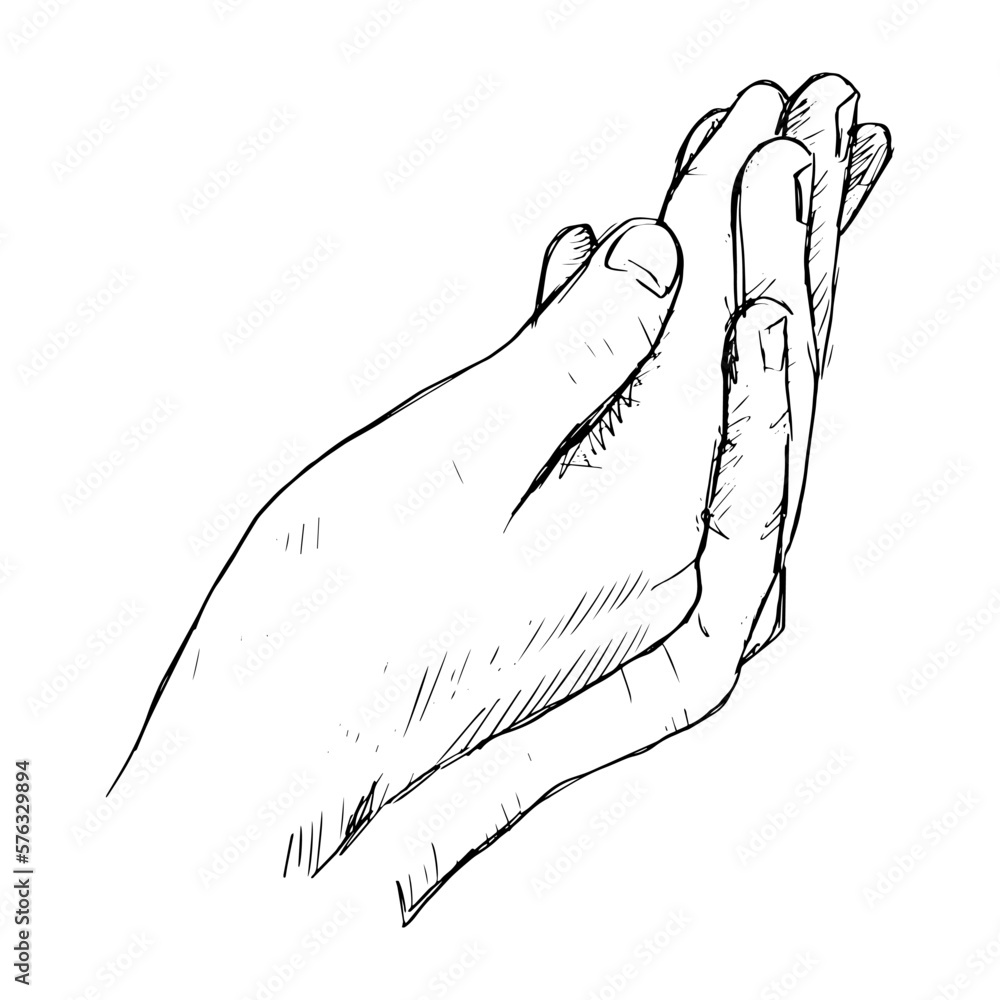 Sketch drawing Islamic praying hands Stock Vector | Adobe Stock