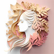 Beauty Women And Floral Paper Cut Design Style. Generative AI