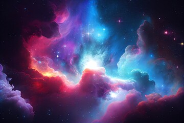 Wall Mural - abstract outer space endless nebula galaxy background. generative ai