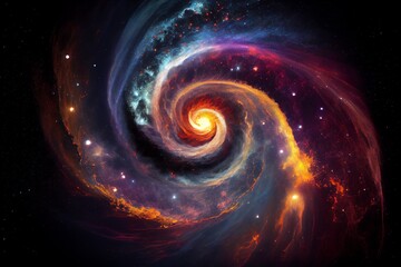 Wall Mural - colorful abstract spiral galaxy in space. generative ai