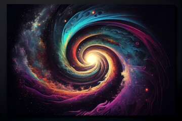 Wall Mural - colorful abstract spiral galaxy in space. generative ai