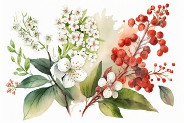 Sticker - Illustration created in watercolor of flowers. Crafting by hand. There are two distinct seasons here spring and summer. Generative AI