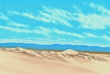 Mojave Desert, California, Panorama Showing Kelso Sand Dunes On A Clear, Sunny Day. Generative AI