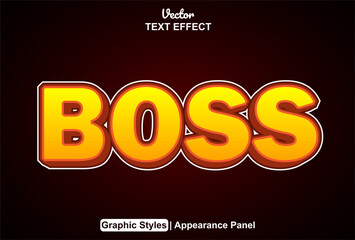 Wall Mural - boss text effect with graphic style and editable.