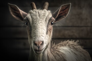 Poster - Cute goat portrait from farming