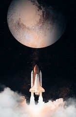 Wall Mural - space shuttle takes off to pluto. elements of this image furnished by nasa.