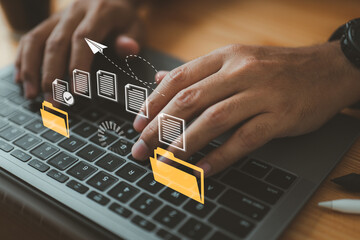 Fototapete - File transfer with encryption. Program for remote folder connection with full access to remote files and folders.