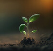 © ADDICTIVE STOCK - AI picture of delicate young plant growing from soil