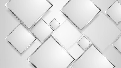 Wall Mural - Technology geometric background with silver squares