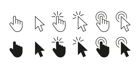 Leinwandbilder - Set of Hand Cursor icons click and Cursor icons click.
