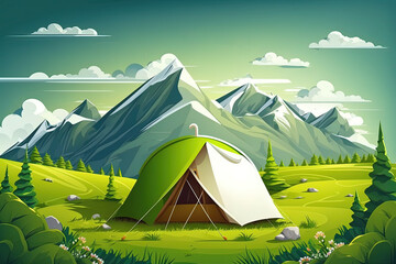 Wall Mural - Place a tent on a hillside below some mountains and you'll be treated to a spectacular sky. Generative AI