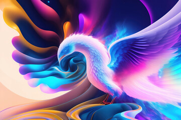 Wall Mural - Generative AI: Abstract Background with  Wave and Bright colors