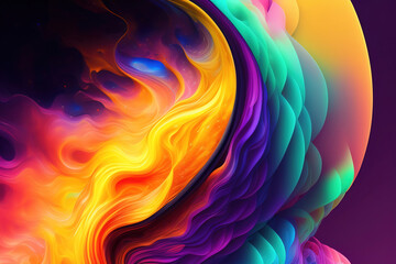 Wall Mural - Generative AI: Abstract Background with  Wave and Bright colors