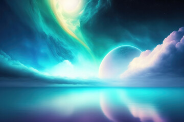 Wall Mural - Generative AI: Abstract Background with  Wave and Bright colors