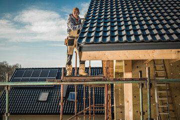 Sticker - Construction Worker Performing Roof Installation