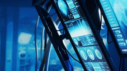 Wall Mural - futuristic spaceship control panel interface. spacecraft digital dashboard background with indicator