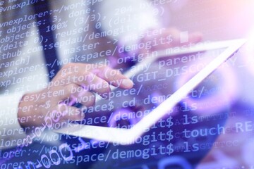 digital technology concept, programmer working