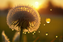 The Morning Dew Is On The Dandelion Seeds.