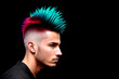 modern young man with stylish haircut dyed hair colors generative AI illustration