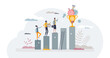 Employee incentive and motivation for job performance tiny person concept, transparent background.Work appreciation and reward to boost productivity illustration.