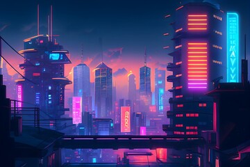 Wall Mural - Futuristic city,digital illustration generative AI