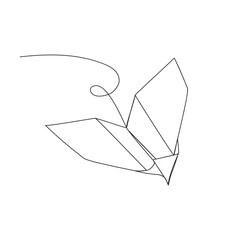 Wall Mural - Paper plane continuous one line drawing, vector.