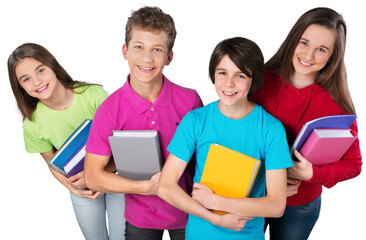 Sticker - Smiling School Children with Books