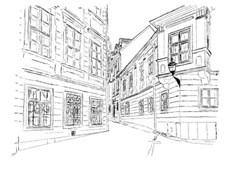 sketch of the old streets of Bratislava