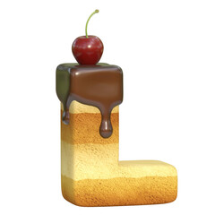 Poster - Cake with cherry on top font 3d rendering letter L