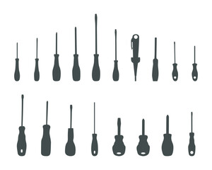 screwdriver silhouettes, screwdrivers vector