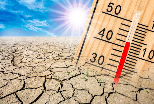 thermometer shows high temperature in summer heat