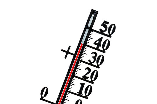 Fototapete - thermometer shows high temperature in summer heat