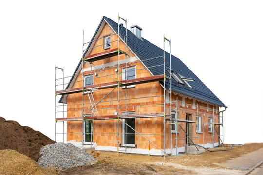 Fototapete - unfinished residential home in construction