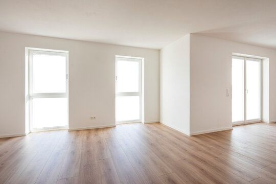 Fototapete - empty room with open window for view to nature