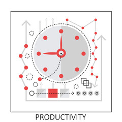 Effective work productivity. Time management, work efficinecy performance vector illustration