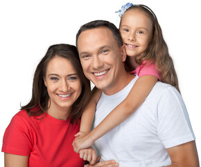 portrait of happy family with daughter