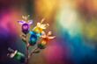 Charming multicolored spring flowers, illuminated by the light and the morning dew. An elegant image that provides originality and refinement. Generative AI