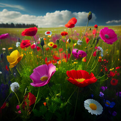 Canvas Print - poppy field with sky