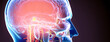 Pain in head central nervous system headache. Concussion brain damage, blue color. Generation AI