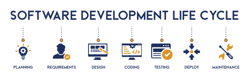 software development life cycle banner web icon vector illustration concept of sdlc with icon of pla