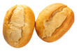 PNG, Two round white flour buns. Isolate 