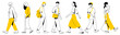 © Nadiya - vector set. group of different minimalistic linear people with bright yellow accents in trendy flat design style. useful for web, graphic design, print, mobile applications, flyers, brochures, banners