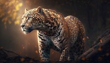 Leopard In The Forest. Generative AI