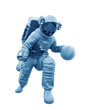astronaut is dribbling on basketball